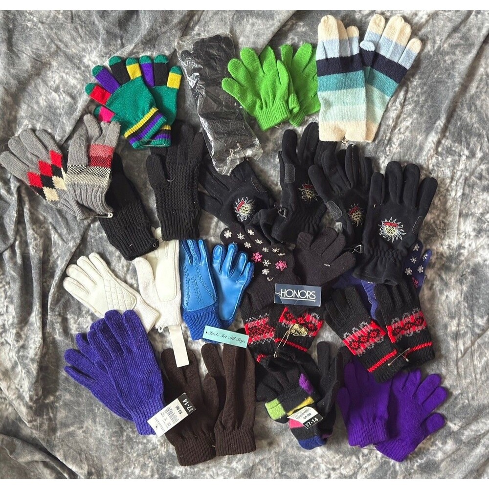Lot 19 Pairs Adult, Child’s Toddler's Gloves Honors, Windstopper Purple Rainbow